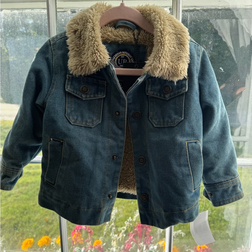 Urban republic Brand Kids' Blue Denim Jacket with Sherpa lining 18mo